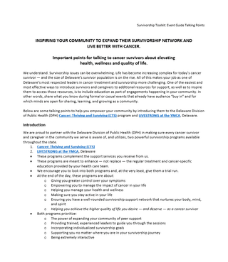 Cancer Survivorship Event Guide (YMCA)